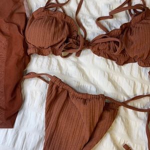 3 piece brown bikini